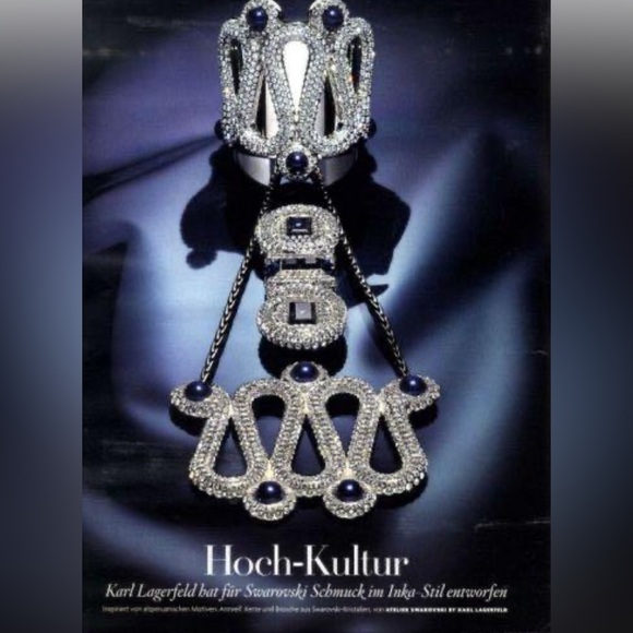 Rare K.L Swarovski Atelier Silver Blue Mysterious Snake Cuff. M - Picture 1 of 10